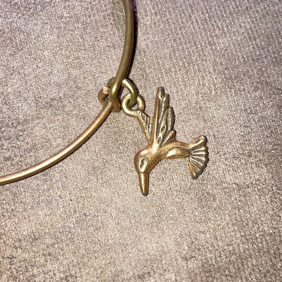 Alex and Ani Hummingbird Bird Gold Charm Bracelet adjustable Bangle boho glam - Picture 2 of 5